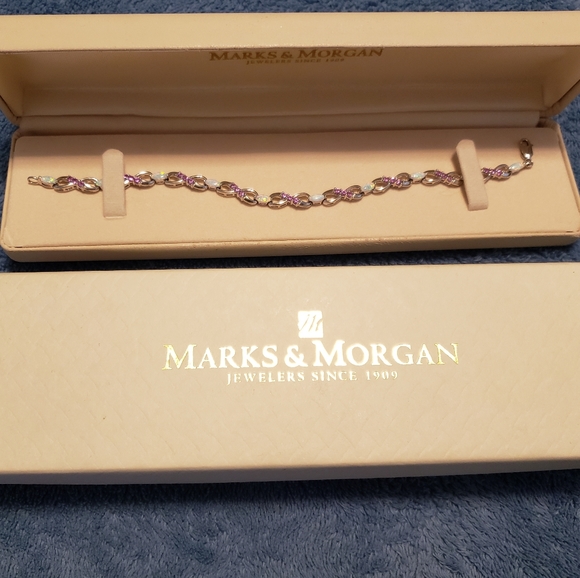 Marks & Morgan Sterling Silver, Opal, & Pink Sapphire Bracelet - Picture 1 of 3